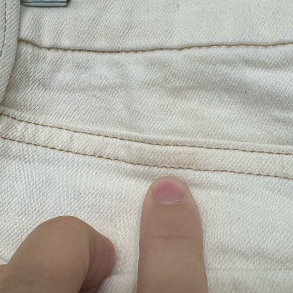 FRAME Le Crop Mini Boot Cream Denim Jeans Frayed Distressed Hem Womens 26 - Picture 7 of 10